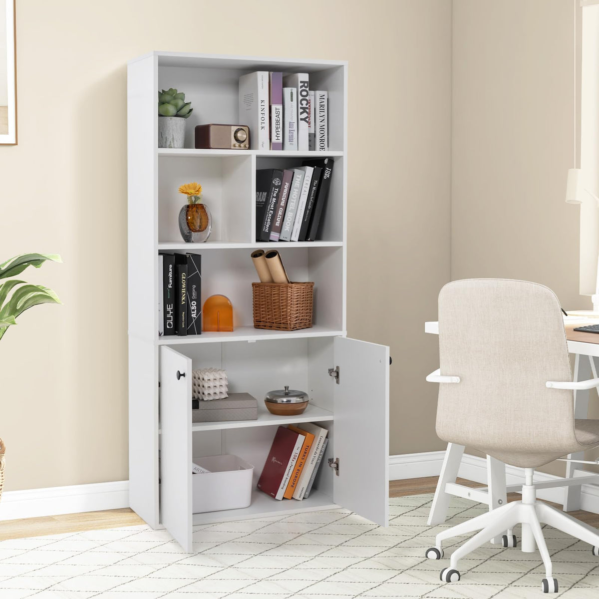 Giantex 155 cm Tall Bookshelf with Open Cubes & Adjustable Shelf