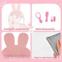 Kids Vanity Table and Chair Set with Removable Mirror and 2 Large Drawers for Toddlers