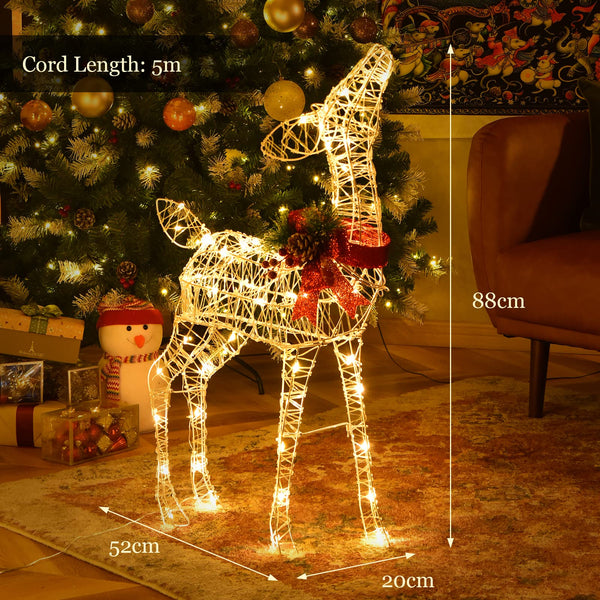 Pre-lit Christmas Holiday Reindeer, Small Yard Reindeer Decoration W/ 50 LED Lights& 4 Ground Stakes