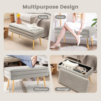 Giantex Velvet Upholstered Storage Bench, Bedroom Ottoman Bench Foot Stool with Removable Top