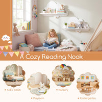 Cloud Shape Wall Shelves with Hooks for Kid Room and Nursery Decor