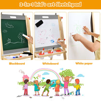 3-In-1 Foldable Kids Easel with Adjustable Height and Chalks Pens