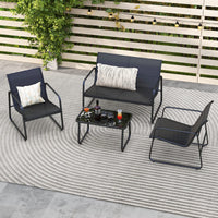 Outdoor Conversation Set 4 Pieces Patio Furniture Set with Tempered Glass Coffee Table
