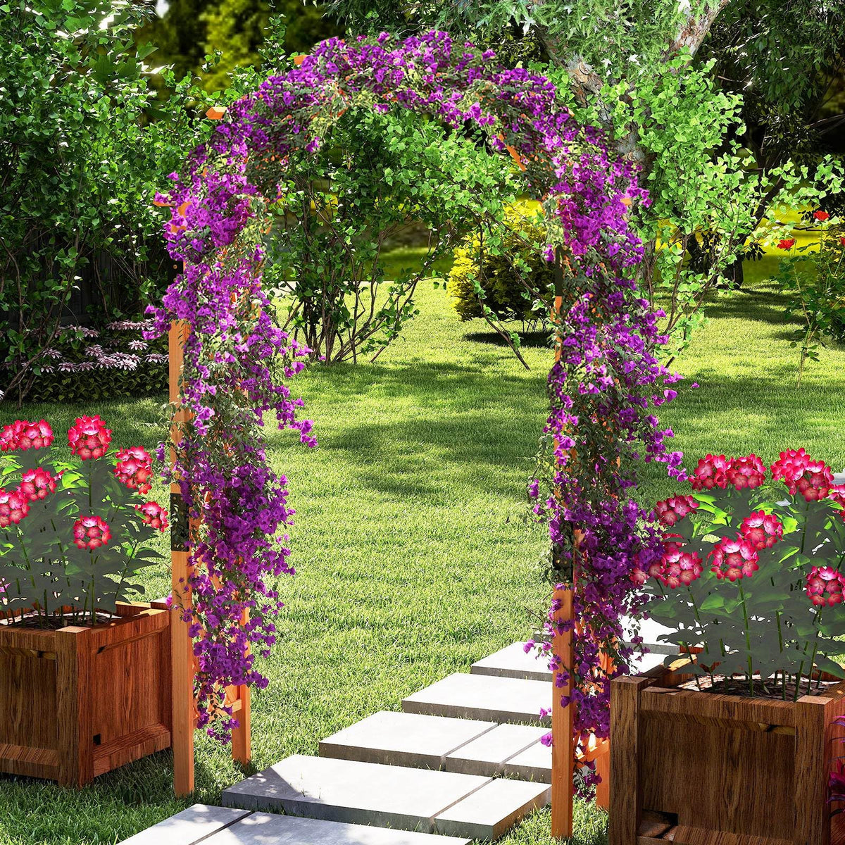 235 cm Garden Arch Wooden Arbor for Climbing Plants