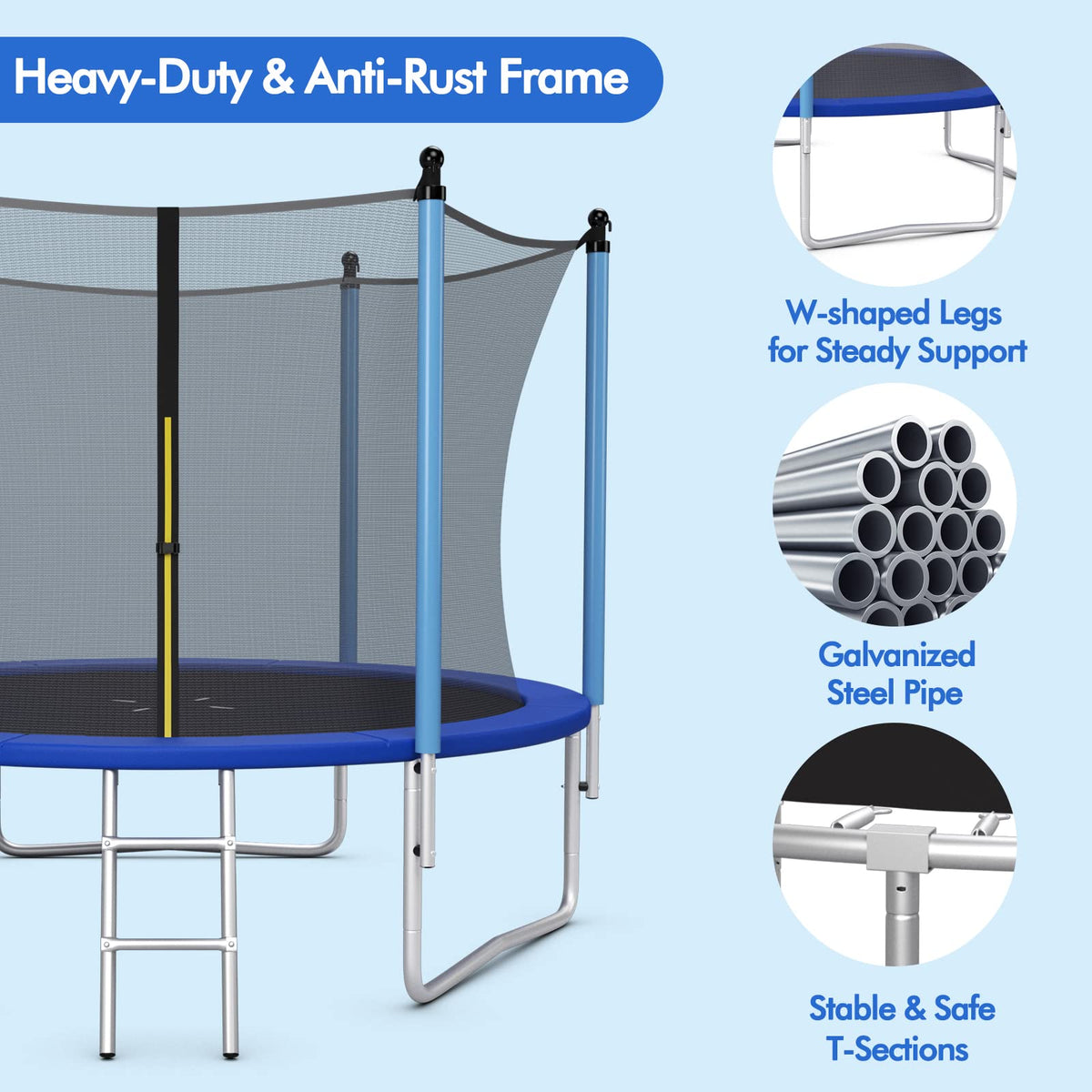 10/12/14 FT Outdoor Trampoline with Enclosure Net and Ladder