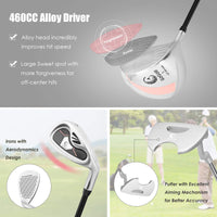 Complete Golf Clubs Package Set 10 Pieces, Includes 460cc Alloy Driver