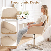 Giantex Vanity Chair with Back, 360° Swivel Armchair w/Adjustable Height