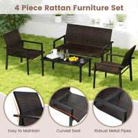 4 Pieces Patio Furniture Set for Small Space Balcony Poolside