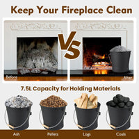 Fireplace Ash Can with Handle Gloves and Tools for Wood Burning Stoves
