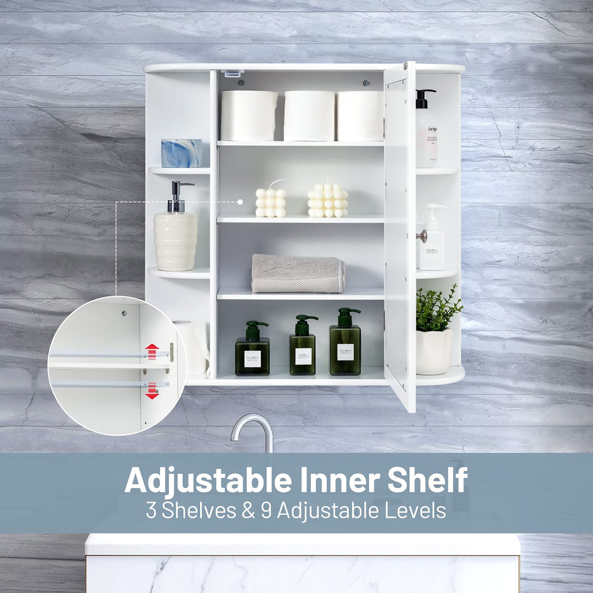 Home Wall Mount Bathroom Cabinet Kitchen Medicine Storage