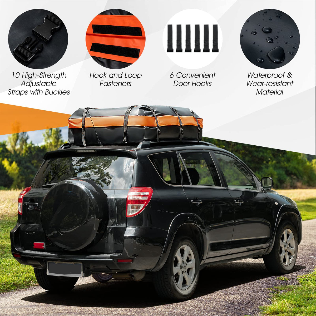 600L/21 Cubic Feet Rooftop Cargo Carrier, Waterproof Car Roof Bag for All Vehicles