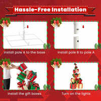 15 Pieces Staked Lighted Christmas Boxes with 450 Light Bulbs