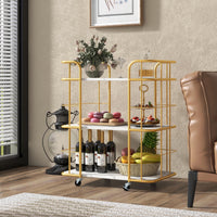 Giantex Gold Bar Cart, Home Island Service Cart, 3 Tier Storage Shelves