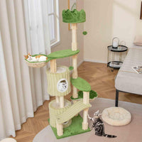 160cm Cat Tree Multi-Level Aesthetic Stripped Kitten Tower w/Sisal Posts Indoor