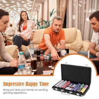300 Pieces Casino Poker Chip Set with Aluminum Case for Party & Game