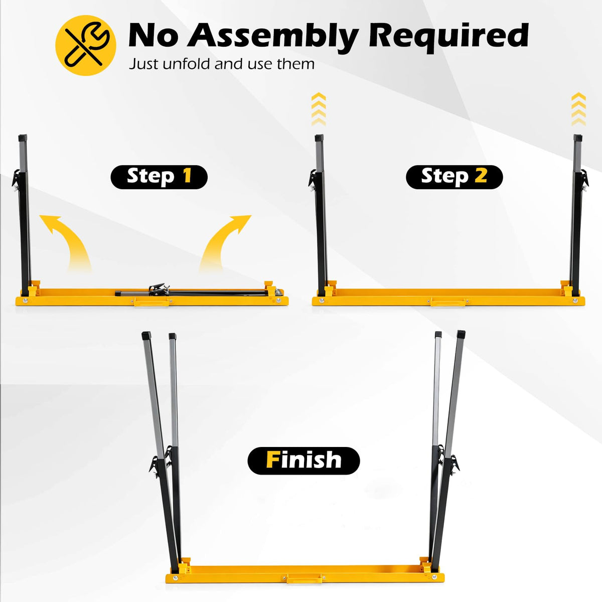 2 Pack Folding Heavy Duty Metal Saw Horses with 12 Adjustable Leg Heights and Carry Handles