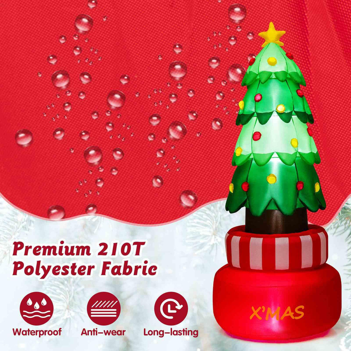 245CM Christmas Inflatables, Blow-up Rotating Xmas Tree with Built-in LED Lights