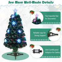90/120/150cm Pre-Lit Fiber Optic Christmas Tree with 85/125/170 PVC Tips for Holiday Decor