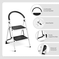 Folding Step Stool Stepladders W/Widen Pedal (2-Step)