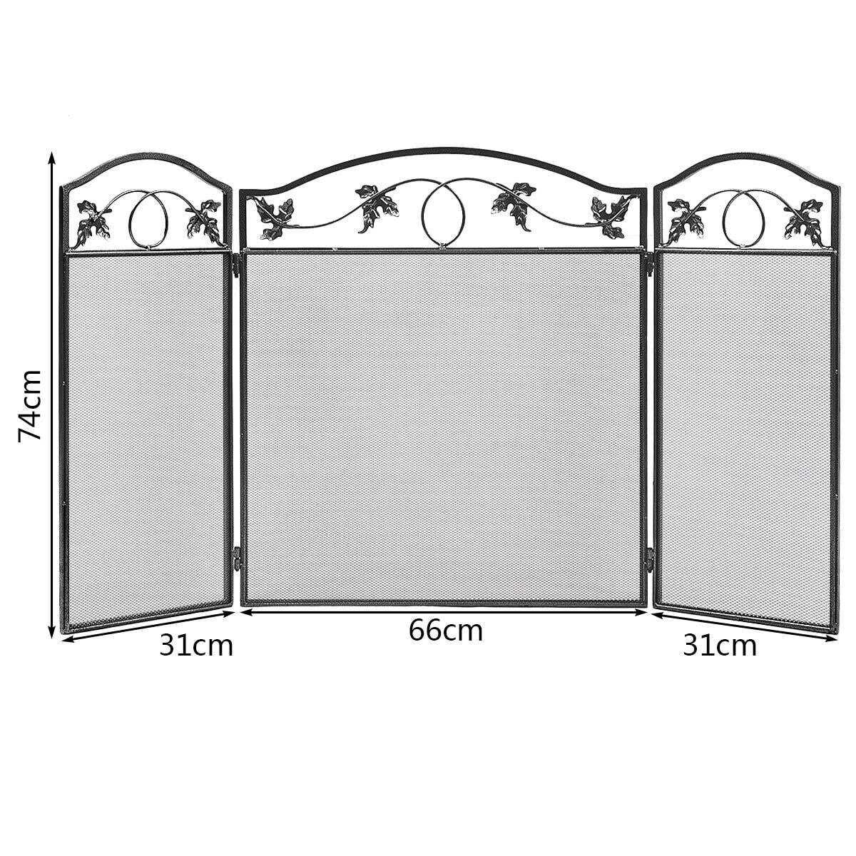 Giantex 3-Panel Fireplace Screen Pet Safety Fence Folding Spark Fire Guard Steel