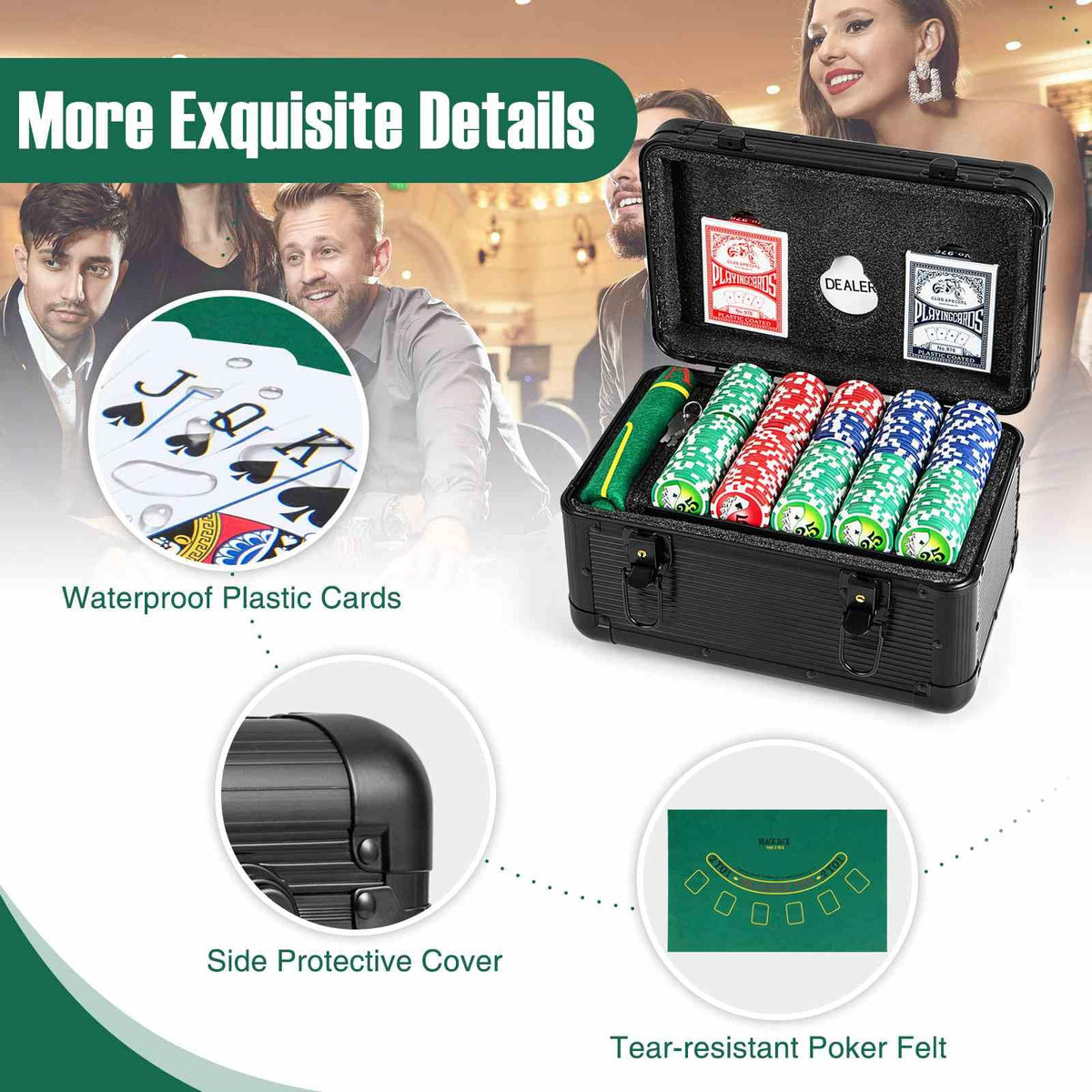 11.5 Gram Texas Holdem Poker Chip Set with 600 Pieces Chips