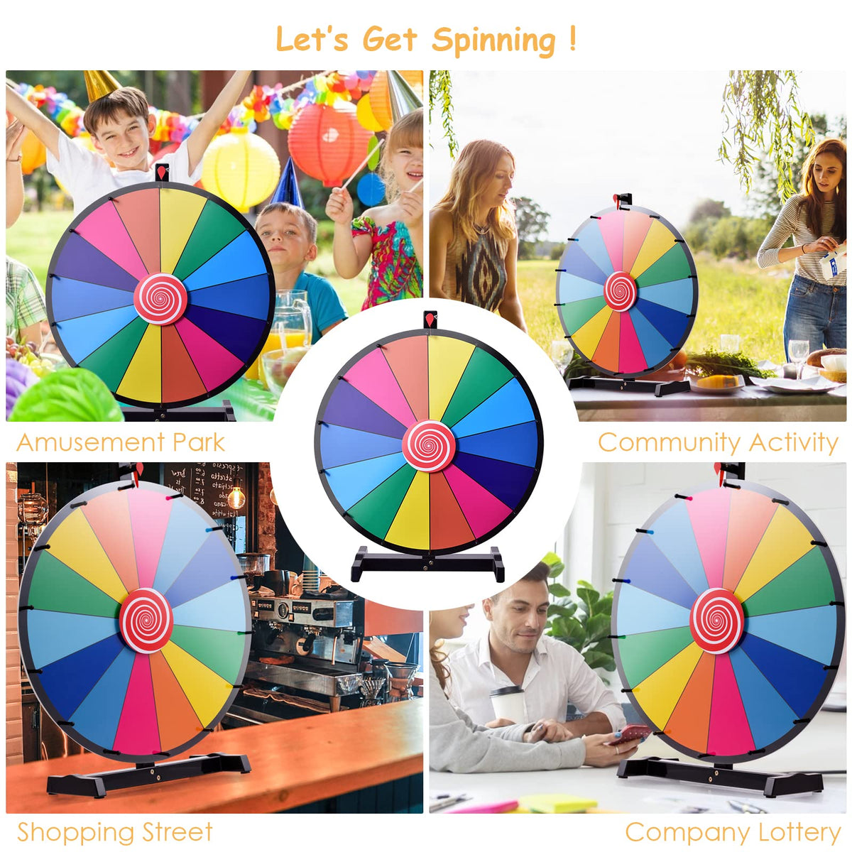 24” Table Prize Wheel with 14 Slots & Dry Erase Markers & Eraser