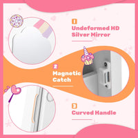 Kids Jewelry Cabinet with Full-Length Mirror and Foldable Drawer