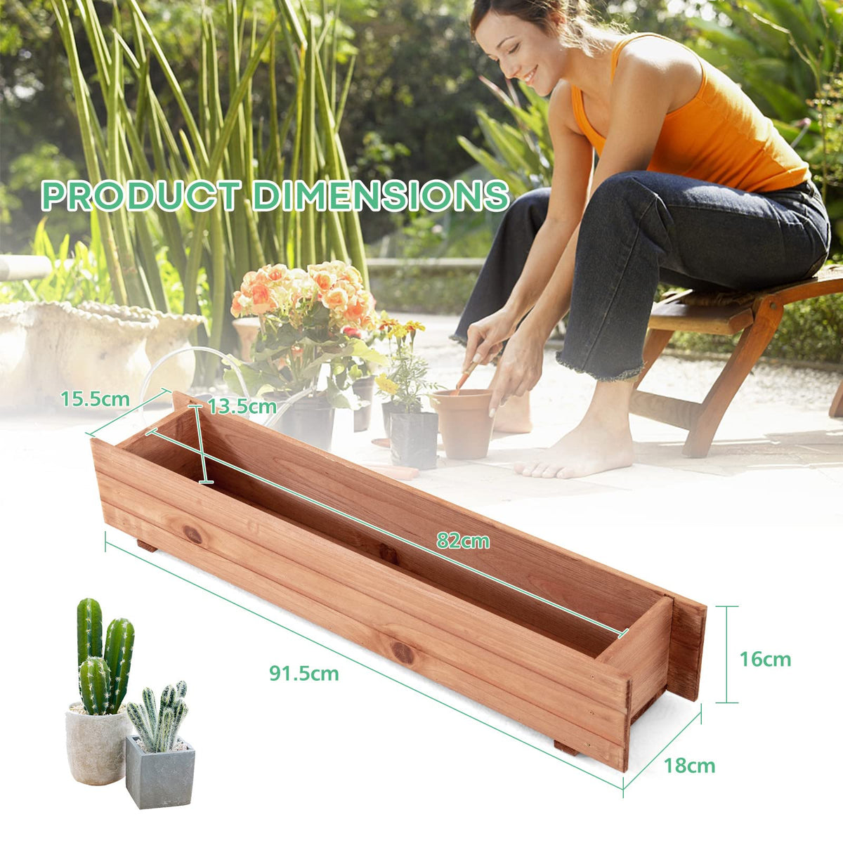 Giantex Raised Garden Bed, Fir Wood Planter Box for Vegetable Fruits Herb Grow