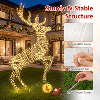 Lighted Mid-Leap Christmas Reindeer with 1200 Warm White LED Lights for Yard Lawn