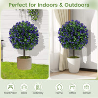 et of 2 Artificial Purple Rose Topiary Ball Trees
