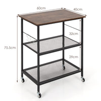 Giantex Kitchen Serving Rolling Carts, 3 Tier Storage Shelves Kitchen Island Cart