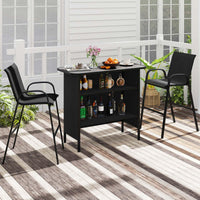 3 Piece Outdoor Bar Set, Patio Bar Height Table & Chairs