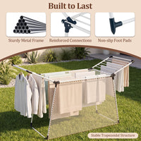 Foldable Laundry Rack with 2 Gullwings and Heavy Duty Metal Frame for Laundry Room
