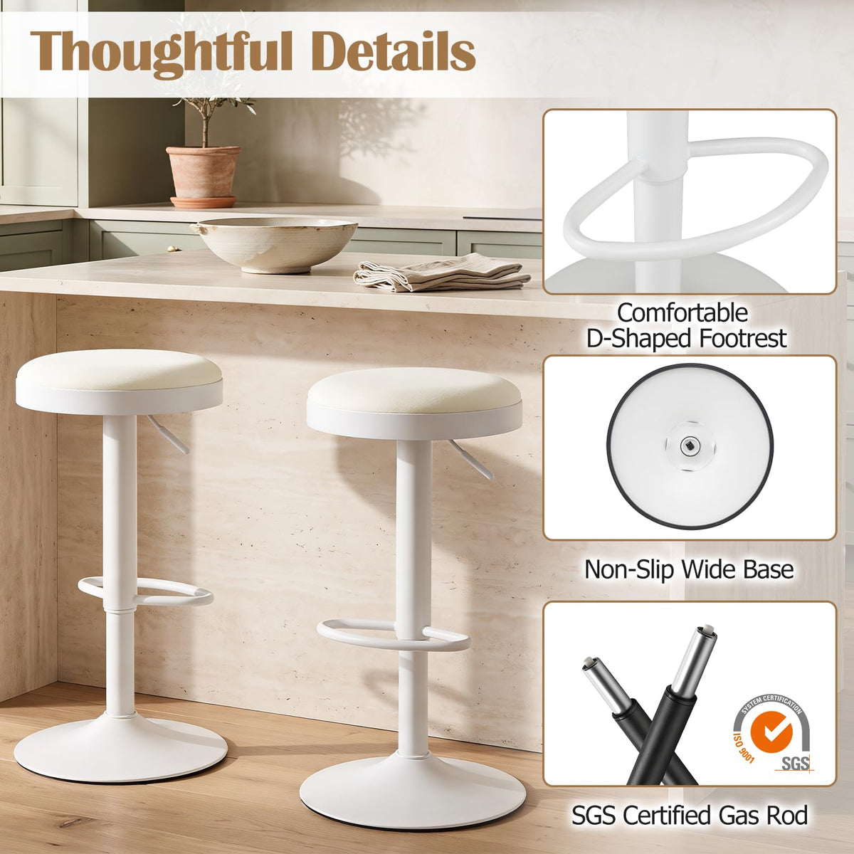 Giantex Bar Stools Set of 2, Kitchen Bar Stools Counter Height Chairs