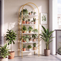 GIANTEX 5-Tier Arched Bookcase with Open Wooden Shelves