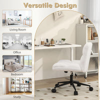 Giantex Cross Legged Chair with Wheels, Upholstered Home Office Chair