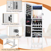 Jewelry Armoire Storage Organizer Lockable Jewelry Cabinet Full-length Mirror