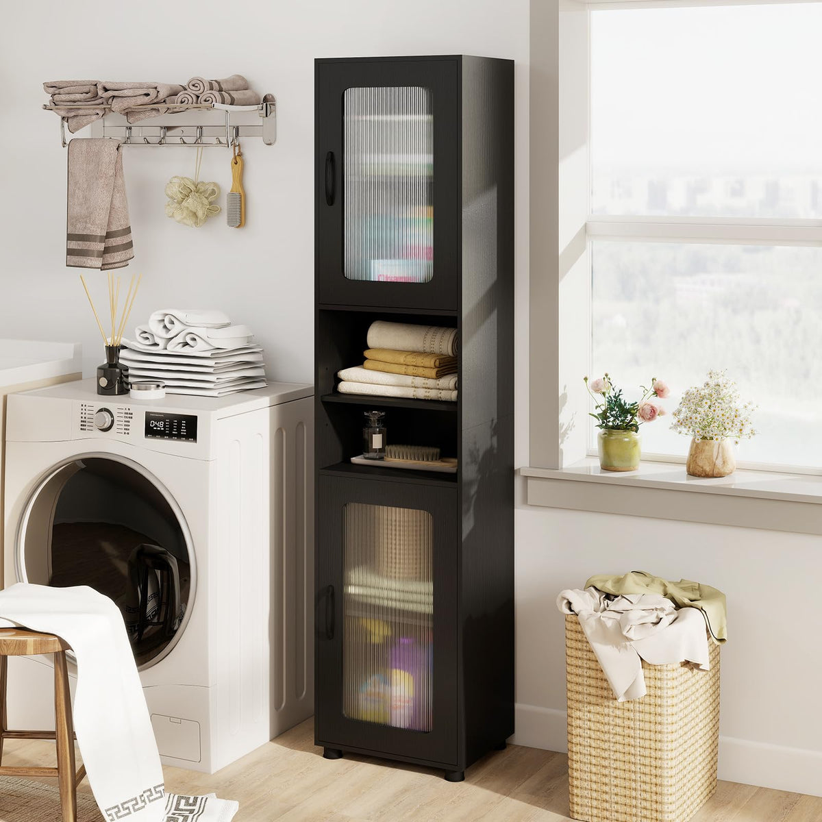 Giantex Tall Bathroom Storage Cabinet, 170 cm H Freestanding Storage Organizer