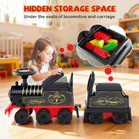 Ride on Train with Carriage, 6V 2-Seater Battery Powered Ride on Toy with Under-Seat Storage