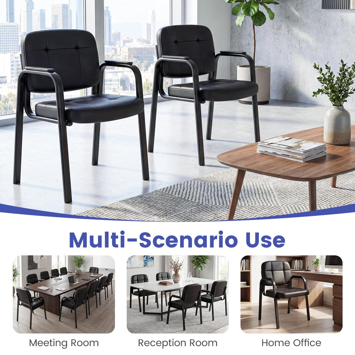 Waiting Room Guest Chairs with Padded Armrests Set of 2/4