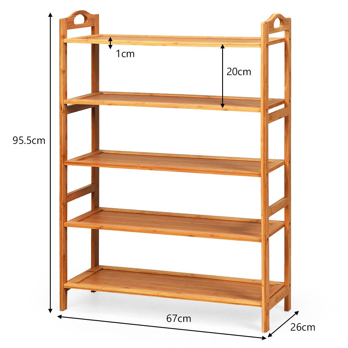 Giantex 5-Tier Bamboo Shoe Rack, Free Standing Shoe Shelf