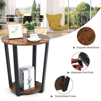 Giantex Round End Table, 2-Tier Metal Sofa Table w/Storage Shelf, Round Side Table