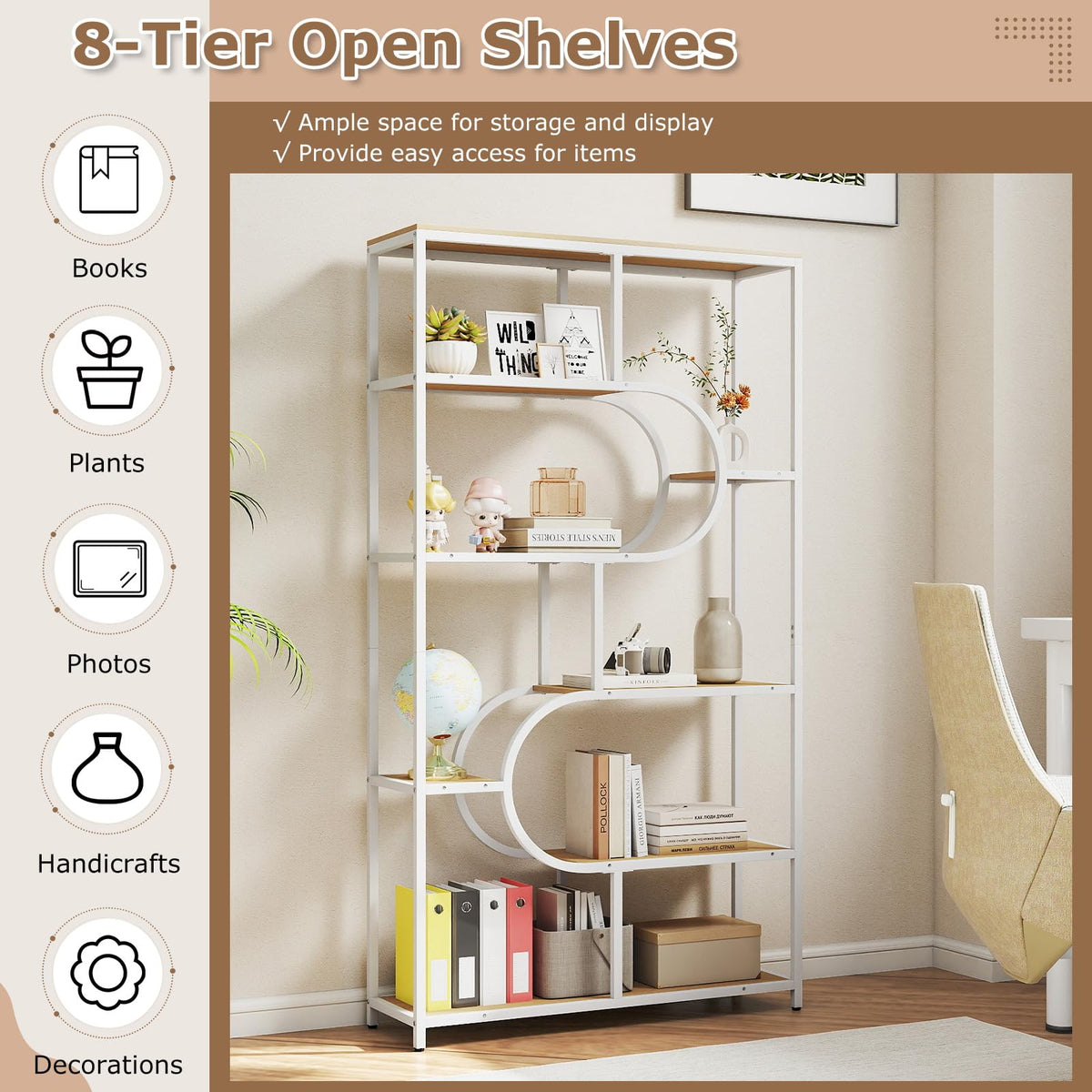 Giantex 5-Tier Bookshelf Etagere Bookcase