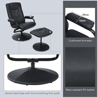 360° Swivel Recliner & Ottoman Set Faux Leather Lounge Chair Home Office