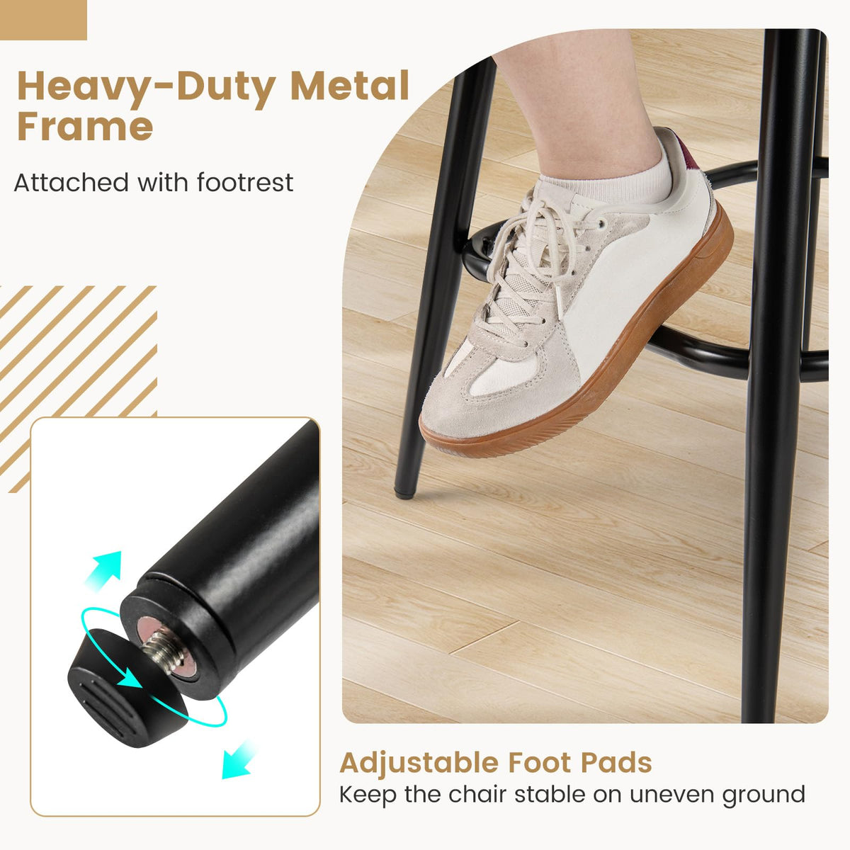 Swivel Bar Stool Set of 2 with Curved Back and Arms