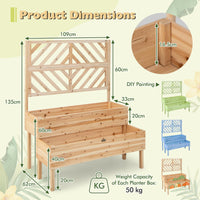Giantex 2-Tier Raised Garden Bed w/Trellis, Wooden Elevated Planter Box w/Legs