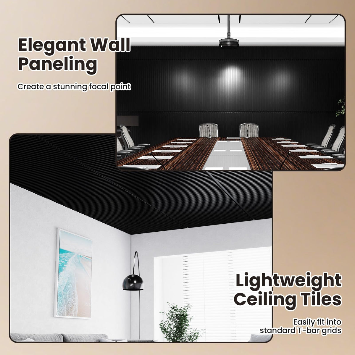 60.5 x 21.5cm 24-Pack PVC Slat Wall Panels for Interior Wall Decoration