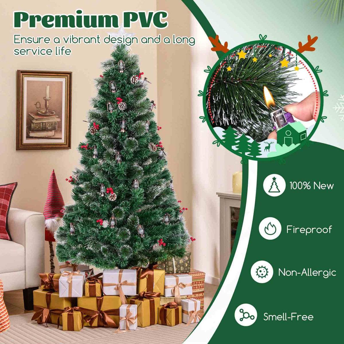 Artificial Xmas Tree Optic Fibre with 8 Lighting Modes and Kerosene Lamps