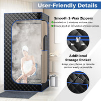 Portable Steam Sauna for Home, Full Body Sauna Box with 3L Steam Generator, Remote Control, Wood Foot Massager & Foldable Chair