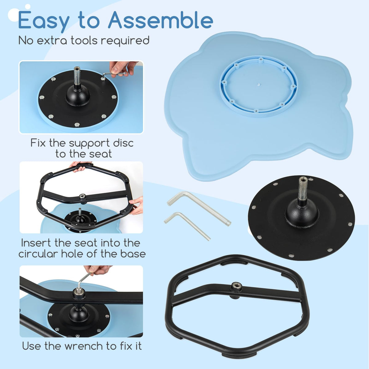 Elephant Sensory Swivel Chair with Non-Slip Metal Base for Autistic Kids